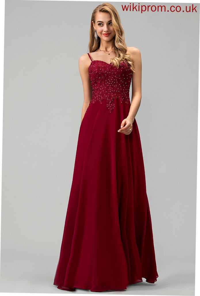 Zara Lace Sweetheart Rhinestone With Chiffon Prom Dresses Floor-Length A-Line