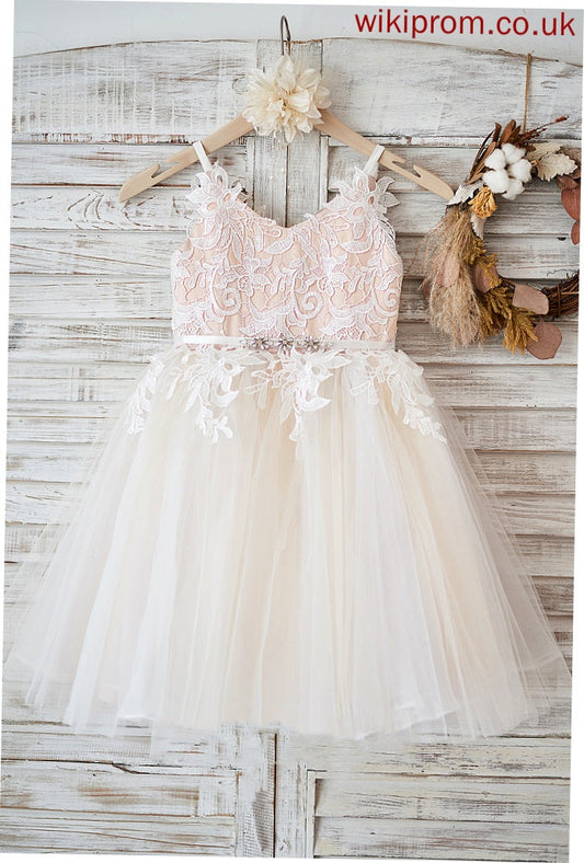 Knee-length Kasey A-Line Flower Girl Dresses Girl Straps - Flower Dress Tulle/Lace Sleeveless