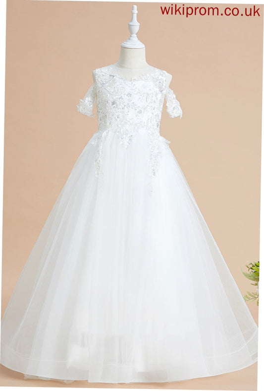 Sleeveless Girl - Ball-Gown/Princess Dress Scoop Flower With Gisselle Floor-length Flower Girl Dresses Tulle/Lace Sequins Neck