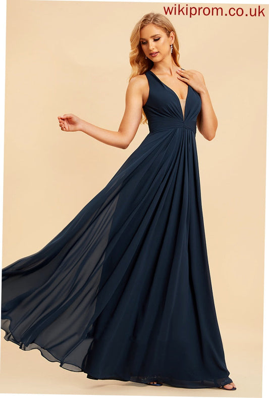 Ruffle Silhouette Floor-Length Neckline A-Line Length Embellishment Fabric V-neck Sierra V-Neck Sleeveless Bridesmaid Dresses