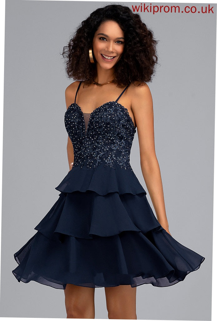 Homecoming Dresses Jazlynn Beading Sweetheart Dress A-Line Chiffon Homecoming With Lace Sequins Short/Mini