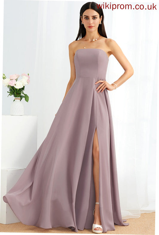 Silhouette A-Line Fabric Embellishment Neckline SplitFront Length Floor-Length Strapless Ryleigh Bridesmaid Dresses