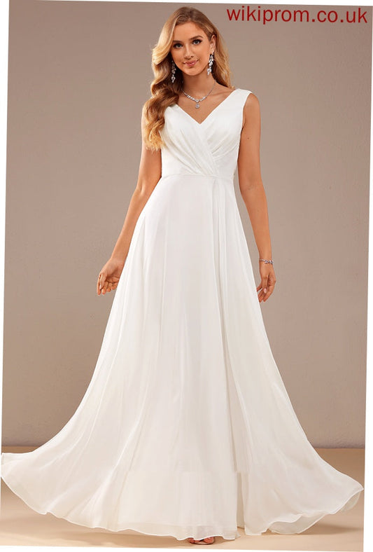 Dress Wedding Wedding Dresses A-Line Chiffon With V-neck Floor-Length Gracelyn Lace