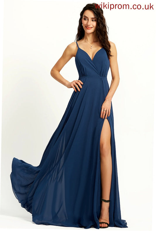 Chloe A-Line V-neck Prom Dresses Chiffon Floor-Length