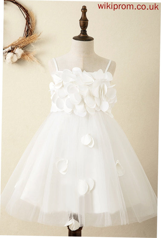 Girl Flower Girl Dresses A-Line Hailey Flower Satin Sleeveless Knee-length Straps Dress -