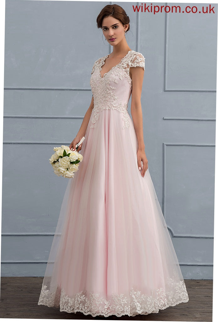 Alexia Wedding Floor-Length Beading V-neck With Wedding Dresses Tulle Sequins Dress Lace Ball-Gown/Princess