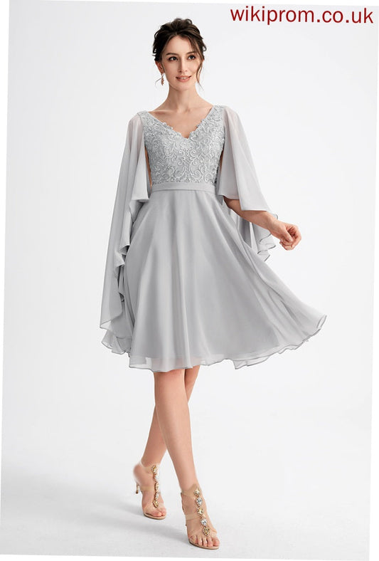 Knee-Length Eva With Lace V-neck Cocktail Cocktail Dresses Dress Chiffon A-Line