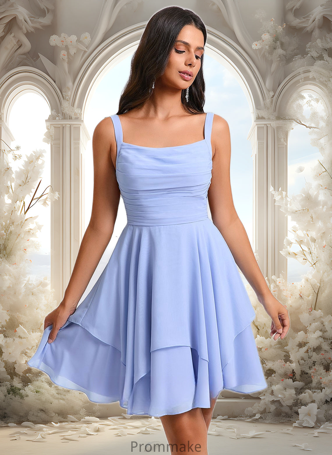 Kyleigh A-line Scoop Short Chiffon Homecoming Dress With Pleated DUP0025654