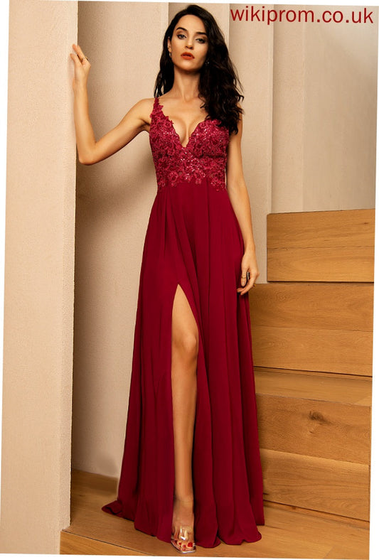 Sequins Silhouette V-neck Neckline Embellishment Fabric A-Line Floor-Length Length Jada Bridesmaid Dresses