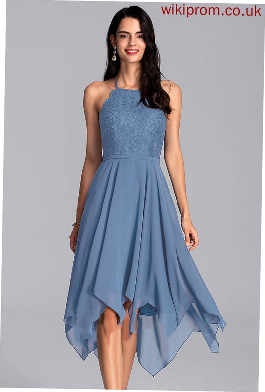 Ashtyn Lace Homecoming Dresses With Homecoming Chiffon A-Line Dress Asymmetrical Halter