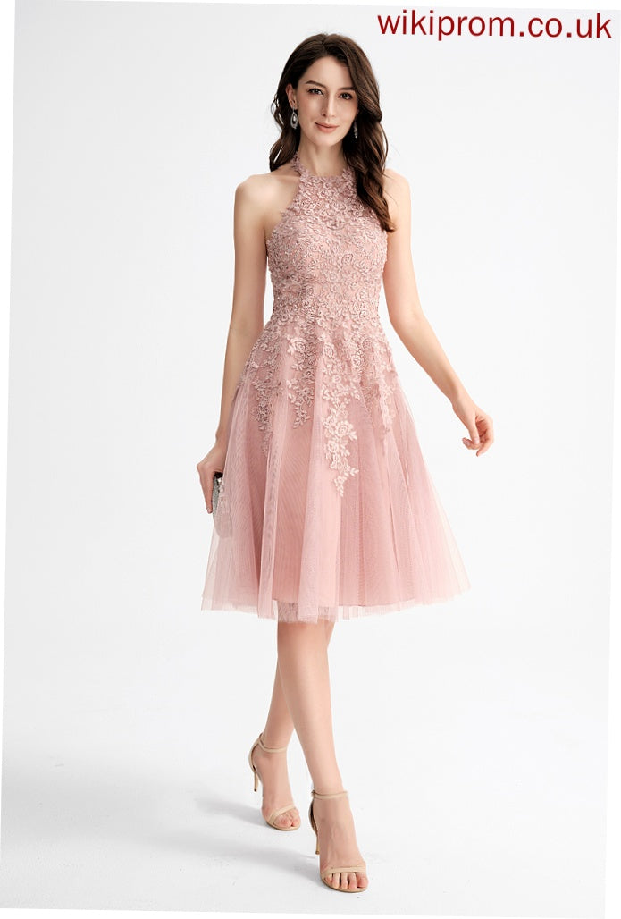 Dress Scoop Addisyn Lace Knee-Length With Homecoming A-Line Homecoming Dresses Neck Tulle