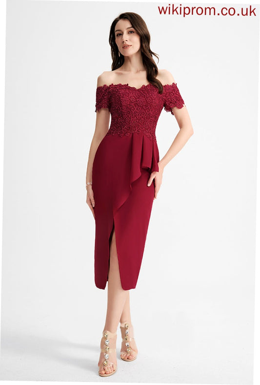 Cocktail Chiffon Dress Lace Kylie Tea-Length Cocktail Dresses Sheath/Column Off-the-Shoulder