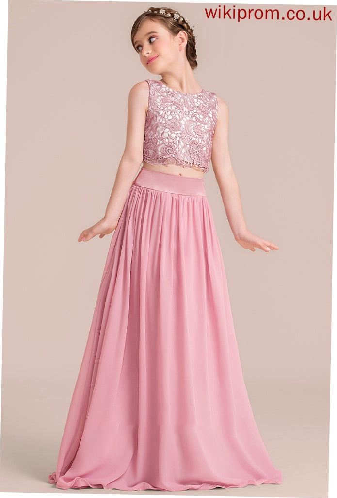 Junior Bridesmaid Dresses A-LineScoopNeckFloor-LengthChiffonJuniorBridesmaidDress#130498 Joselyn