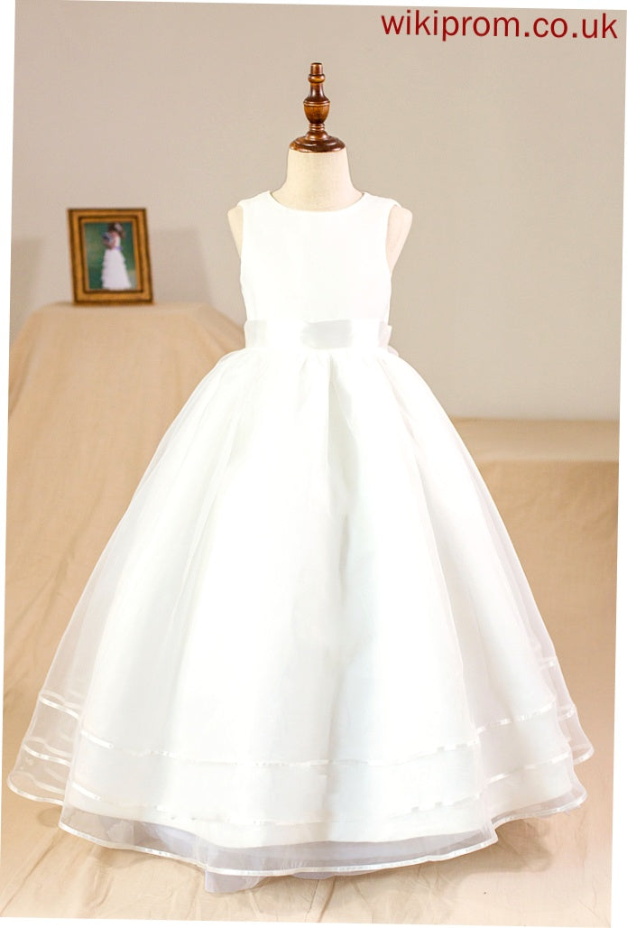 Floor-length Flower Ball-Gown/Princess (Petticoat Girl Sleeveless Scoop Organza/Satin With Dress Bow(s) - NOT included) Allyson Neck Flower Girl Dresses