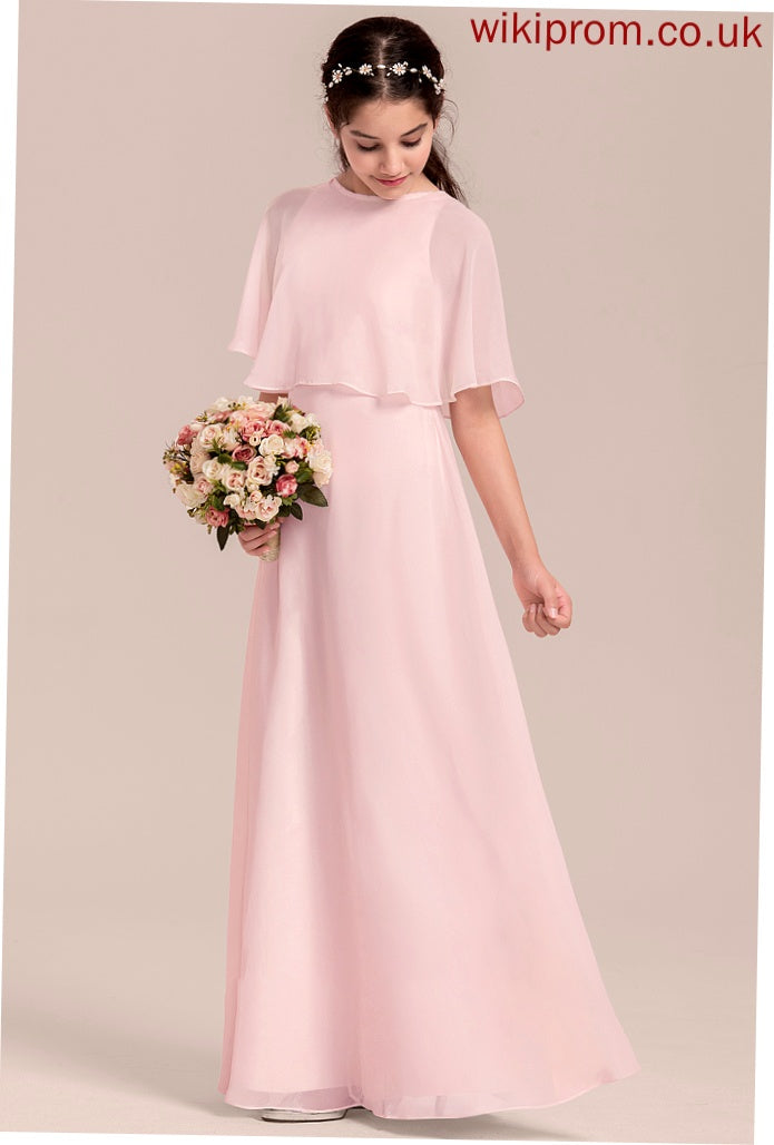 Neck Chiffon Junior Bridesmaid Dresses A-Line Sienna Floor-Length Scoop