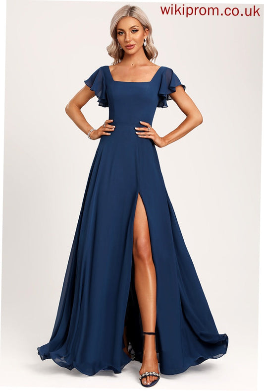 Embellishment Fabric Floor-Length A-Line Length Ruffle Square Neckline Silhouette Michaela Bridesmaid Dresses