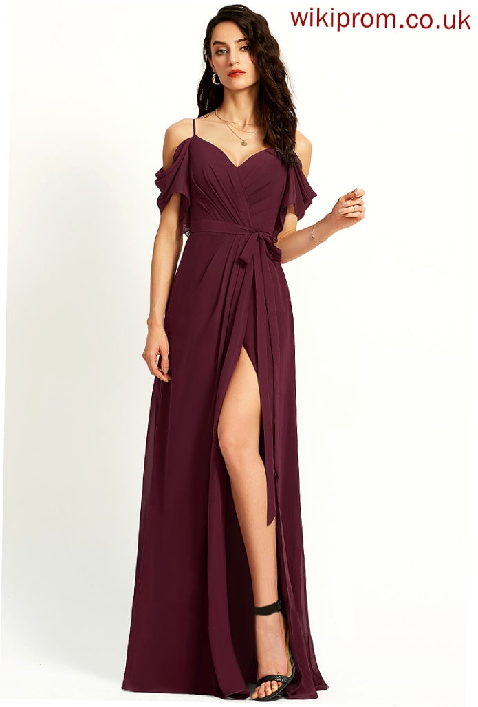 V-neck Neckline Length Silhouette Sash A-Line Ruffle Fabric Embellishment SplitFront Floor-Length Lucinda Bridesmaid Dresses