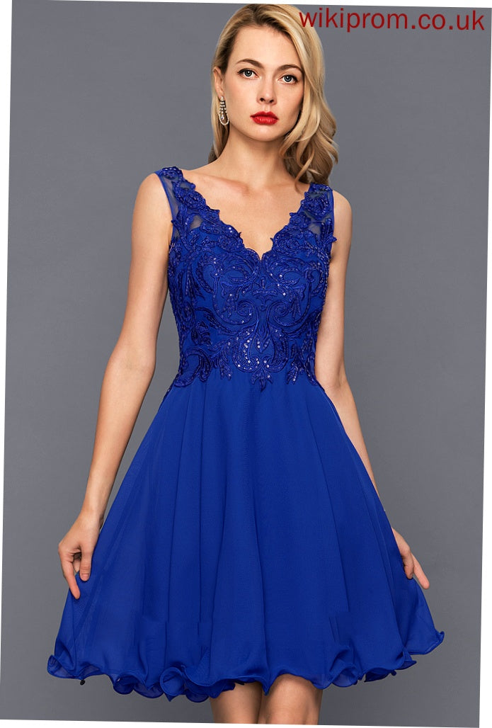 A-Line Dress Homecoming Dresses Lilah Knee-Length Homecoming Chiffon V-neck