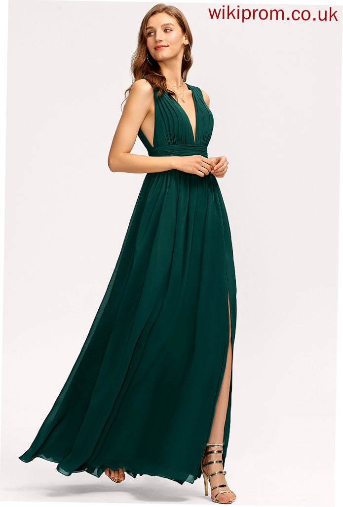 Floor-Length A-Line Prom Dresses Chiffon V-neck Rowan