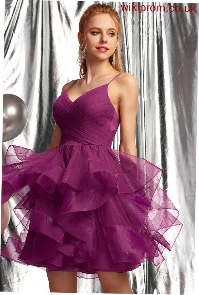 Homecoming Tulle Dress Ball-Gown/Princess Homecoming Dresses Arianna V-neck Short/Mini