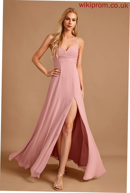 A-Line V-neck Neckline Embellishment Silhouette Floor-Length Fabric SplitFront Length Juliana Floor Length Sleeveless Bridesmaid Dresses