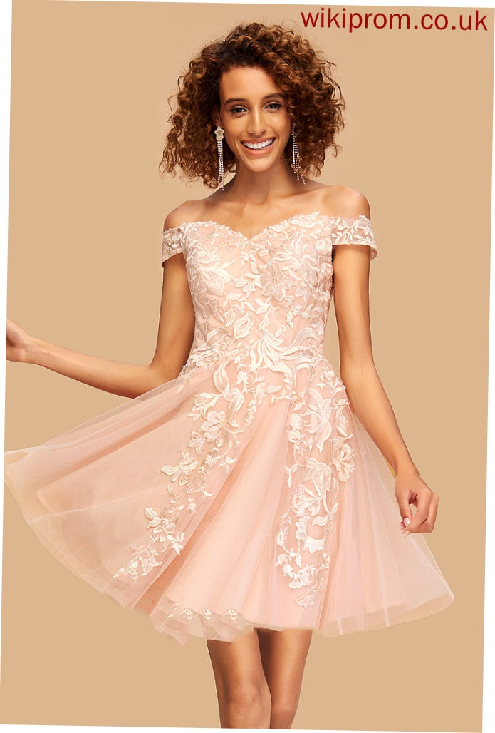 Off-the-Shoulder A-Line Short/Mini With Homecoming Lace Tulle Homecoming Dresses Dress Brynn