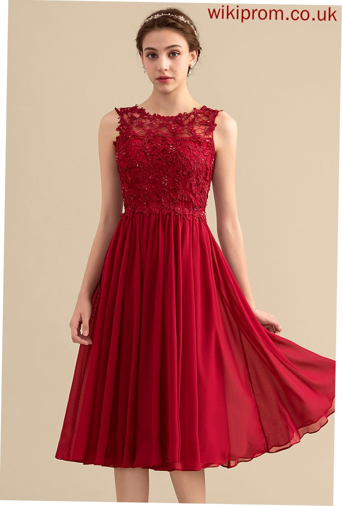 Dress With Beading Lace Lilith Homecoming Dresses Homecoming Neck Scoop Lace Knee-Length A-Line Chiffon