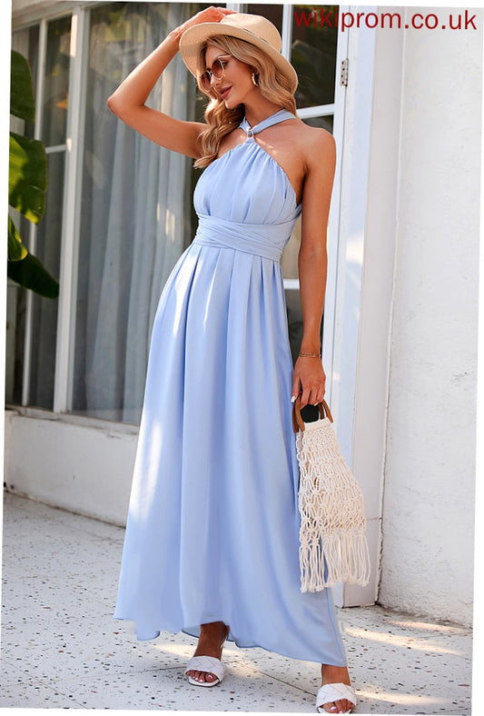 Length Silhouette Fabric A-Line Halter Ankle-Length Neckline Straps Louise Floor Length Natural Waist Sleeveless Bridesmaid Dresses