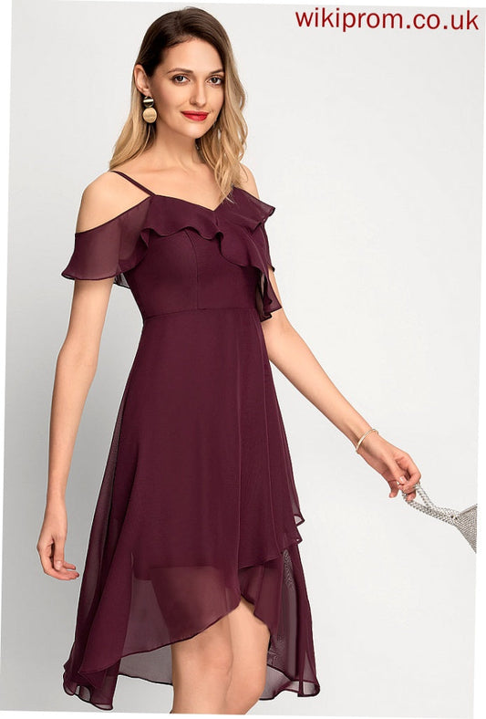 Off-the-Shoulder Dress Asymmetrical A-Line Ashley Cocktail Dresses Chiffon Cocktail