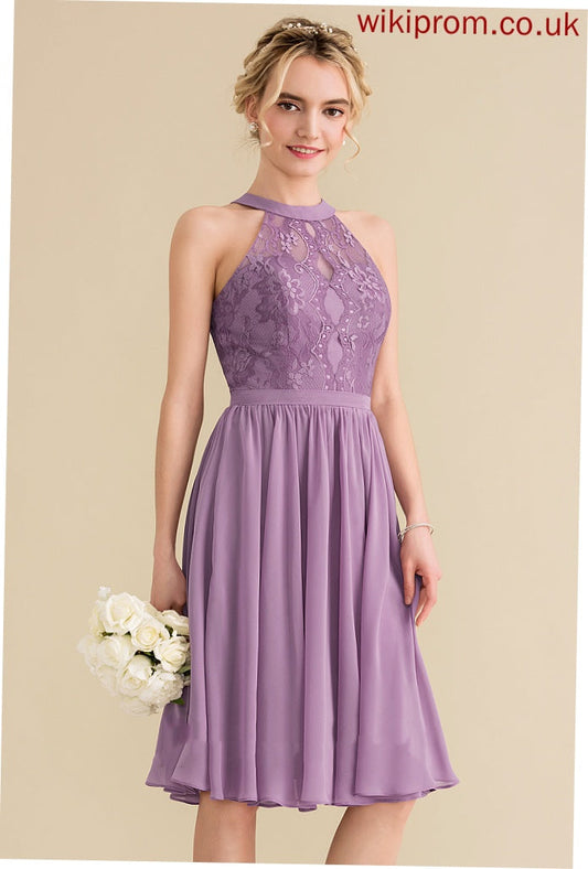 Lace Homecoming Knee-Length Mildred Chiffon Lace Dress A-Line Neck With Homecoming Dresses Scoop