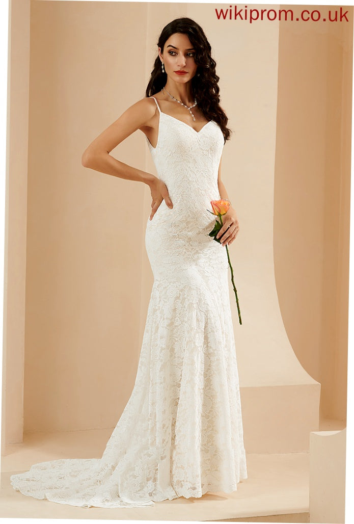 V-neck Wedding Court Lace Annabelle Trumpet/Mermaid Dress Train Wedding Dresses