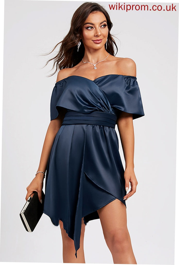 Sheath/Column With Dress Off-the-Shoulder Homecoming Pleated Casey Homecoming Dresses Asymmetrical