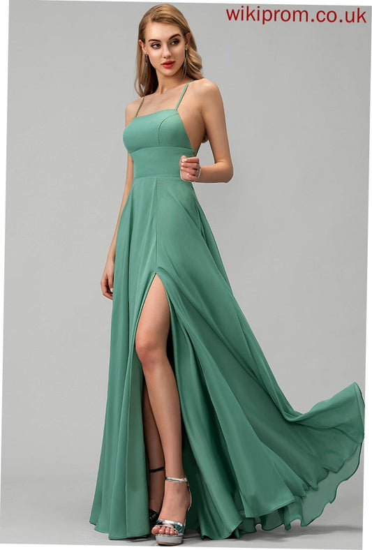 Prom Dresses Floor-Length Square A-Line Chiffon Ivy