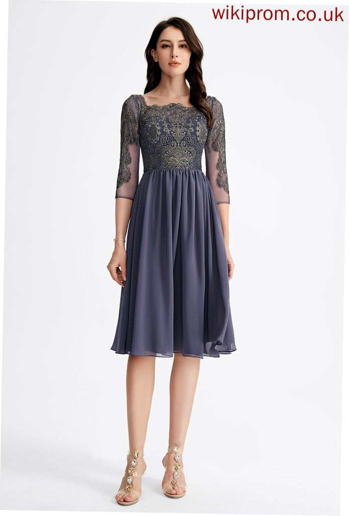 Chiffon Square Kira Lace Dress Cocktail Dresses Cocktail Neckline A-Line With Knee-Length Lace