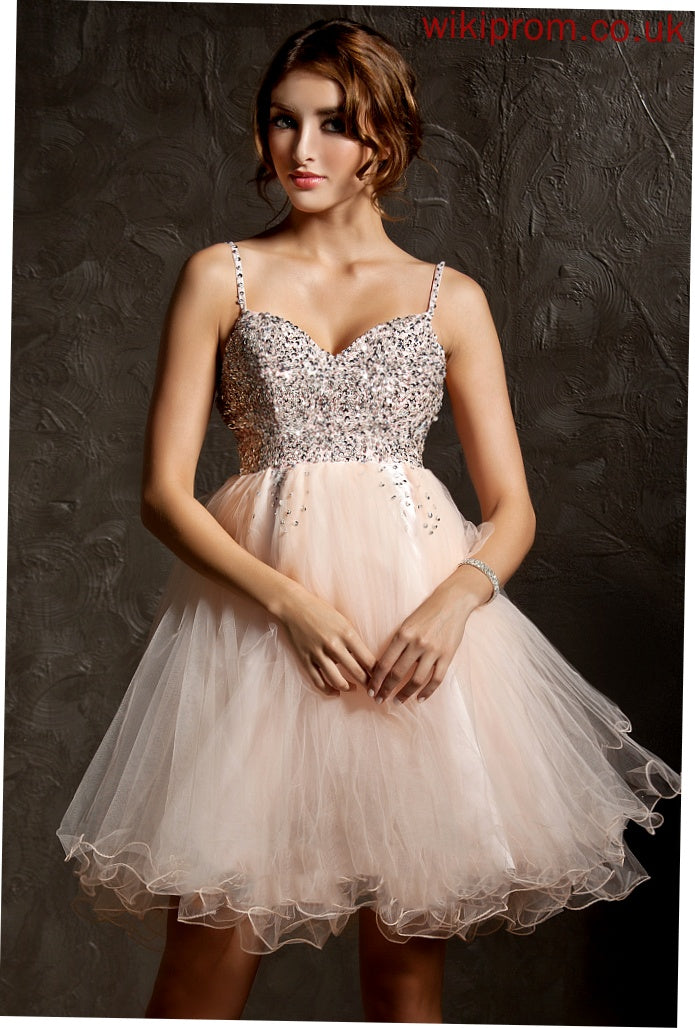 Beading A-Line Tulle With Dress Sequins Knee-Length Kayla Homecoming Dresses Homecoming Sweetheart