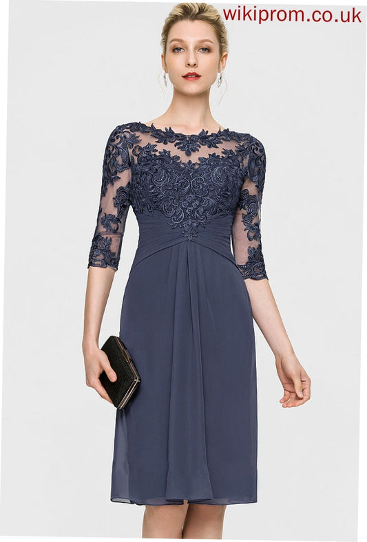 Lace Dress Knee-Length Cocktail Dresses Cocktail Scoop Neck Chiffon Daisy Sheath/Column