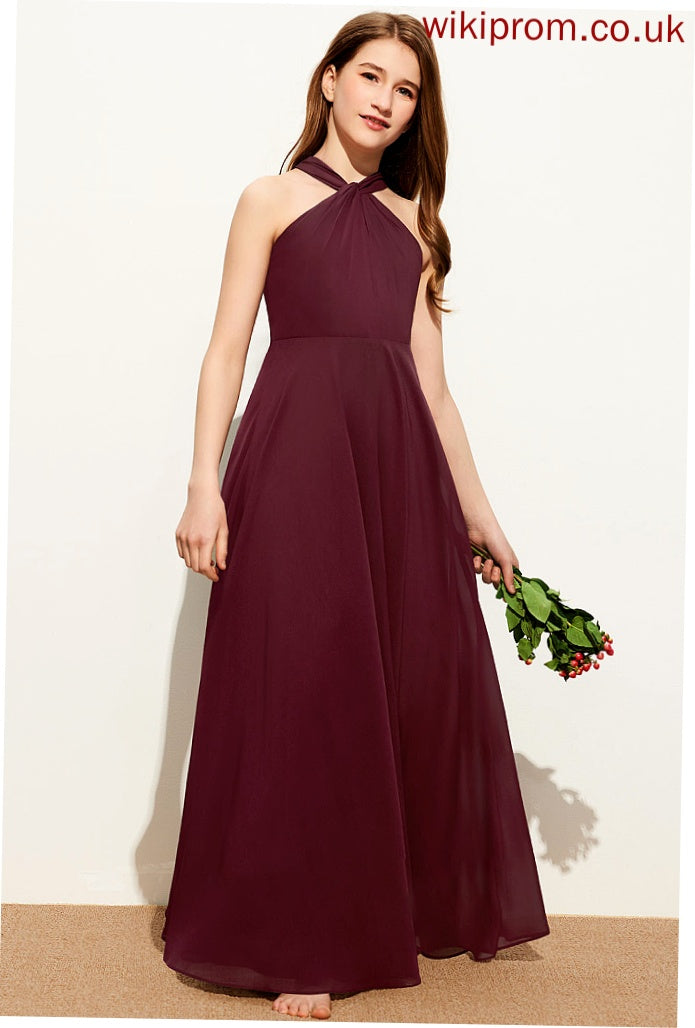 Floor-Length Junior Bridesmaid Dresses Ruffle Chiffon Marlene A-Line V-neck With