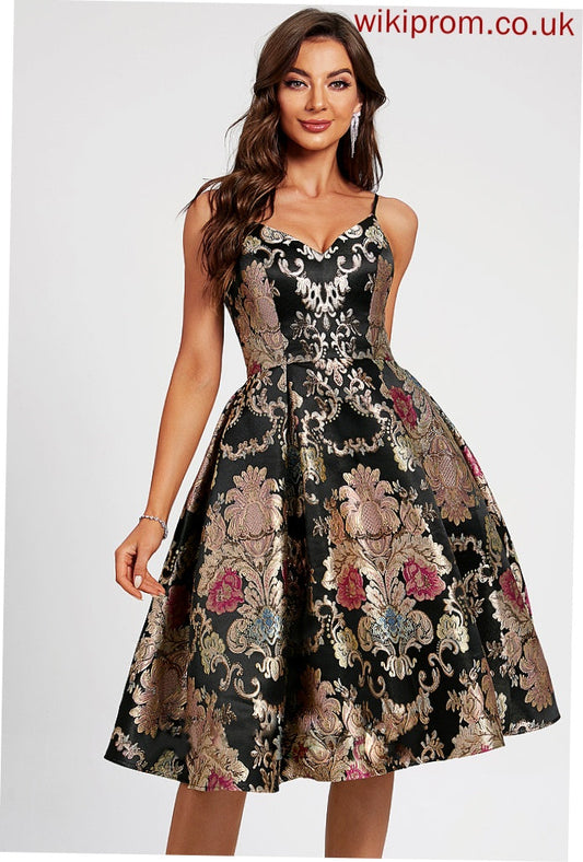 Ursula Homecoming Dresses With A-Line Lace Homecoming Dress V-neck Flower(s) Knee-Length