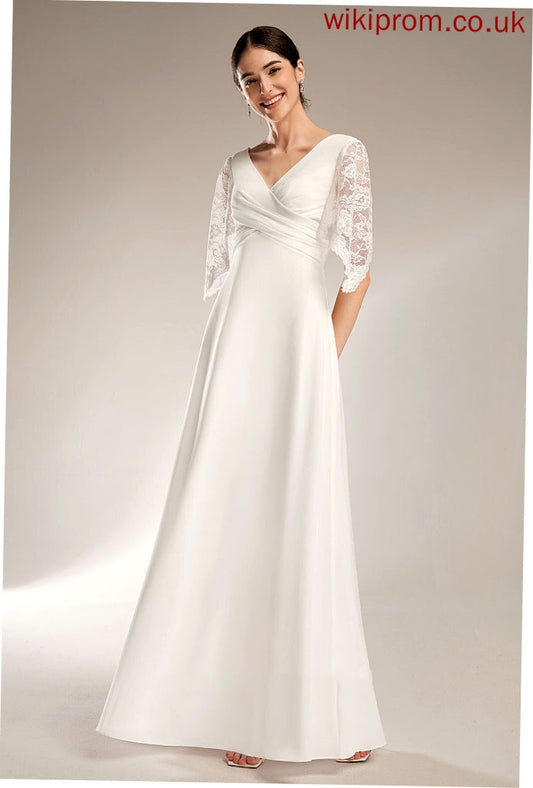 Lace Wedding Dresses Sheath/Column Wedding V-neck Alisa Dress Floor-Length Chiffon