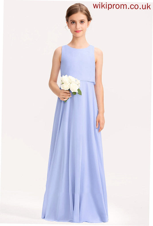 A-Line Annika Floor-Length Junior Bridesmaid Dresses Neck Scoop Chiffon