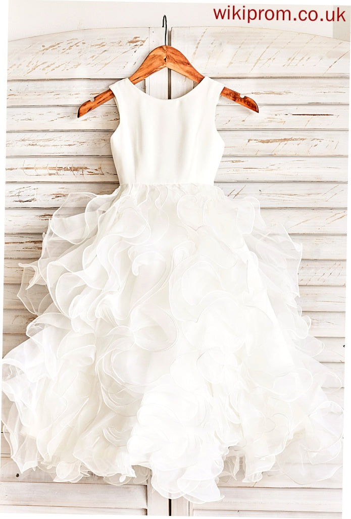 Flower Germaine Gown - Floor-length Dress Scoop Organza Sleeveless Ruffles Girl Flower Girl Dresses Ball With Neck