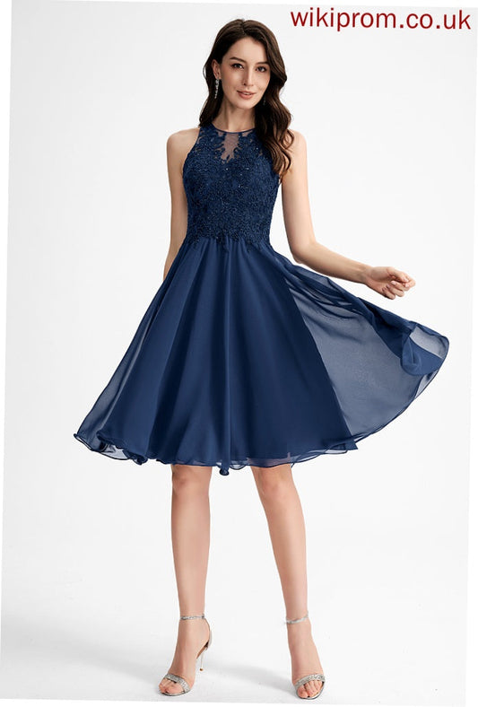 Beading Melissa Neck Scoop Homecoming With Knee-Length Dress Homecoming Dresses Chiffon A-Line Lace