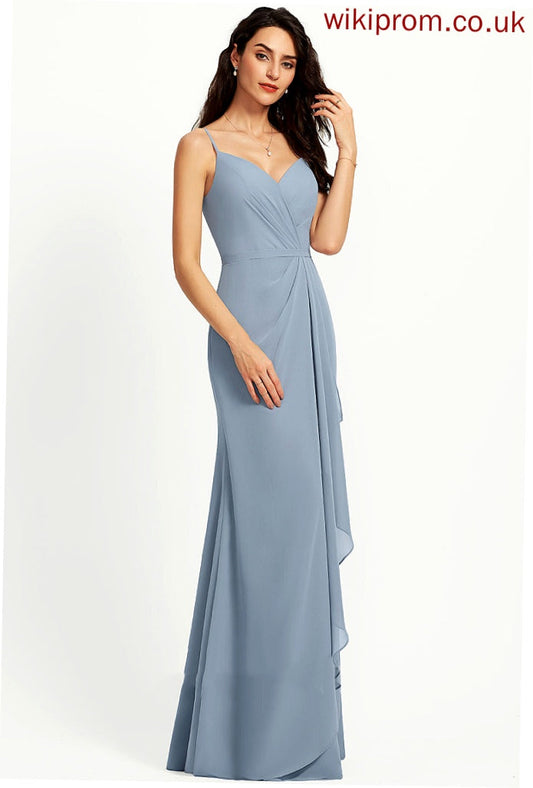 Neckline Silhouette Floor-Length V-neck Sheath/Column Fabric Straps Length Yaretzi A-Line/Princess Natural Waist Floor Length Bridesmaid Dresses