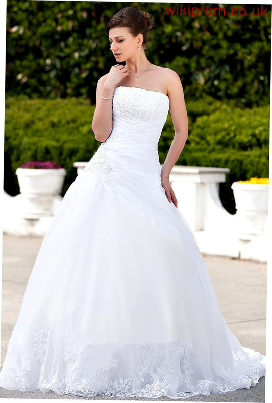 Organza Train Wedding Chapel With Ball-Gown/Princess Jordan Dress Wedding Dresses Strapless Beading Lace