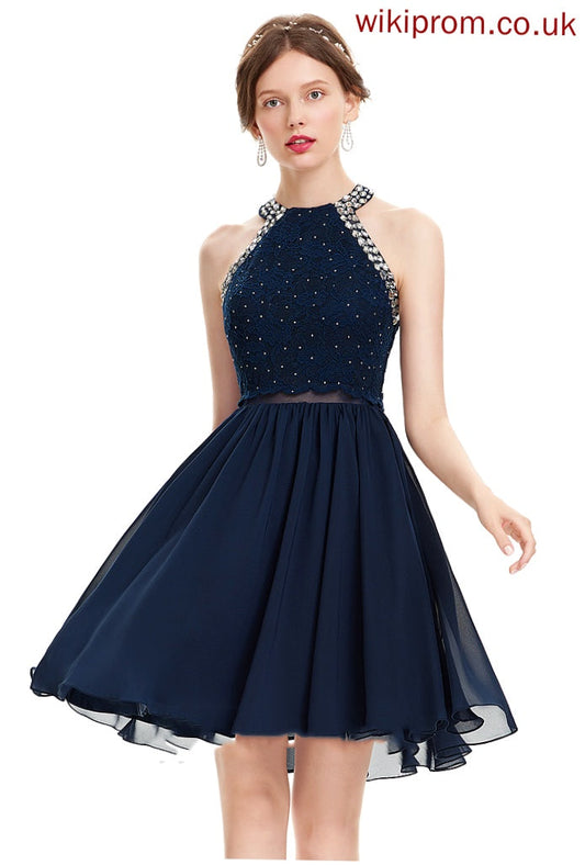 Sequins Chiffon Homecoming Scoop Homecoming Dresses Dress Madilynn Neck With Knee-Length A-Line Beading