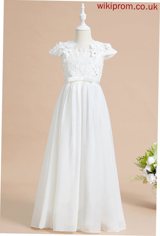 Short With Girl Flower Flower(s) - A-Line Chiffon/Lace Sleeves Neck Flower Girl Dresses Katelyn Scoop Dress Floor-length