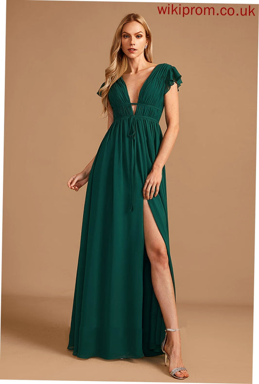 Length Floor-Length Fabric Embellishment A-Line Neckline SplitFront Silhouette V-neck Maren Floor Length A-Line/Princess Bridesmaid Dresses