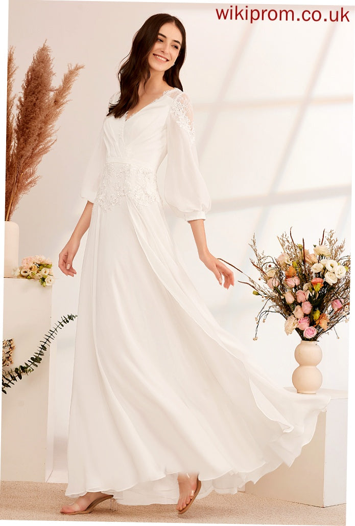 With Lace A-Line V-neck Wedding Dresses Dress Camila Wedding Chiffon Floor-Length