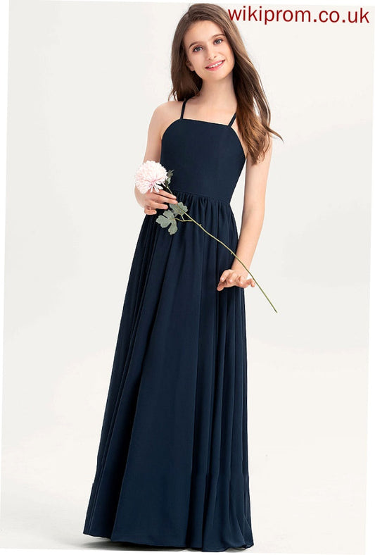 Chiffon Junior Bridesmaid Dresses With Floor-Length Ainsley A-Line Neckline Bow(s) Square