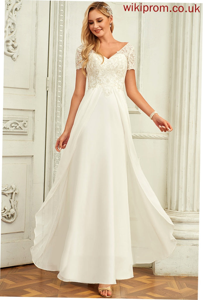 Dress Floor-Length V-neck Lyla A-Line With Lace Wedding Chiffon Wedding Dresses